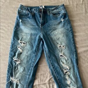 Distressed Blue Denim Jeans